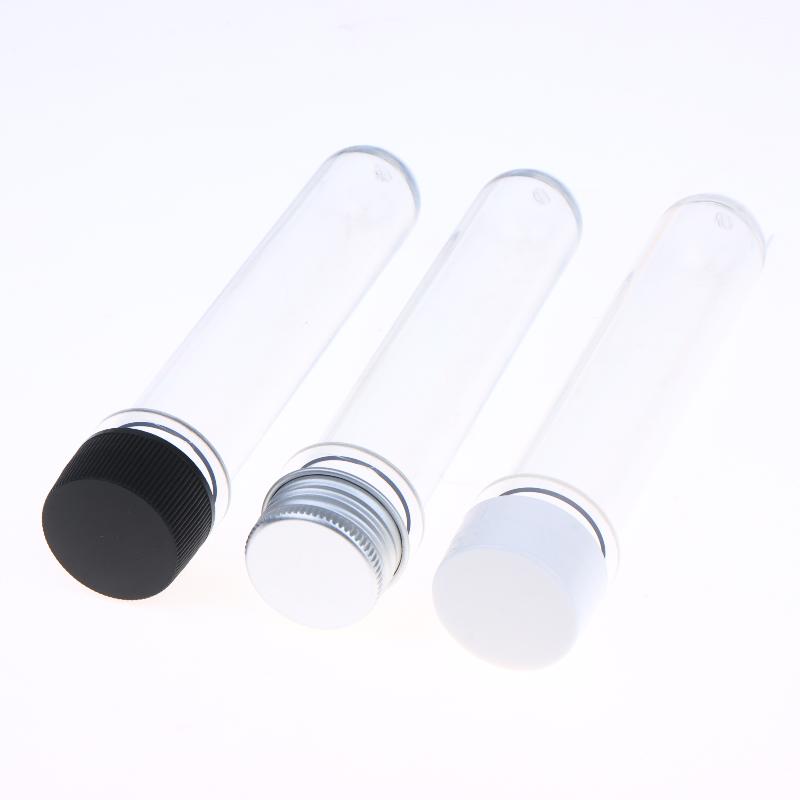 Refillable PET Test Tube Bottle 40ml Transparent Cylindrical Empty Container for Travel Cosmetic Liquid Sample Storage