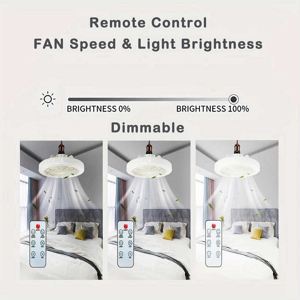 E27 LED Ceiling Fan Light 30W Remote Control Dimmable Integrated Lamp Removable Illumination(Clear stock,first-come,first-served,while supplies last)