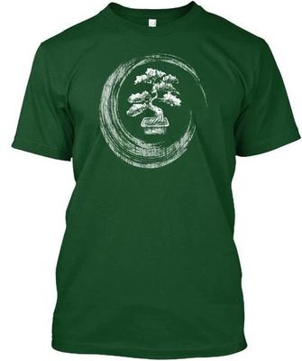 Albero Bonsai Cerchio Enso Arte Calligrafia Zen Vintage T-shirt Prodotto negli USA dalla S alla 5XL