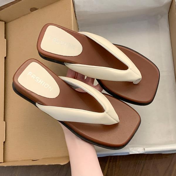 Fashion Shoes Woman 2025 Female Slippers Platform Square Toe Rubber Flip Flops On A Wedge New Hawaiian Beach Scandals Slides Square Toe