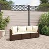 VidaXL Garden Furniture Set with Cushions 3 Pcs Brown Wicker, Outdoor Sofa Set, Garden Corner Sofa, 3308449