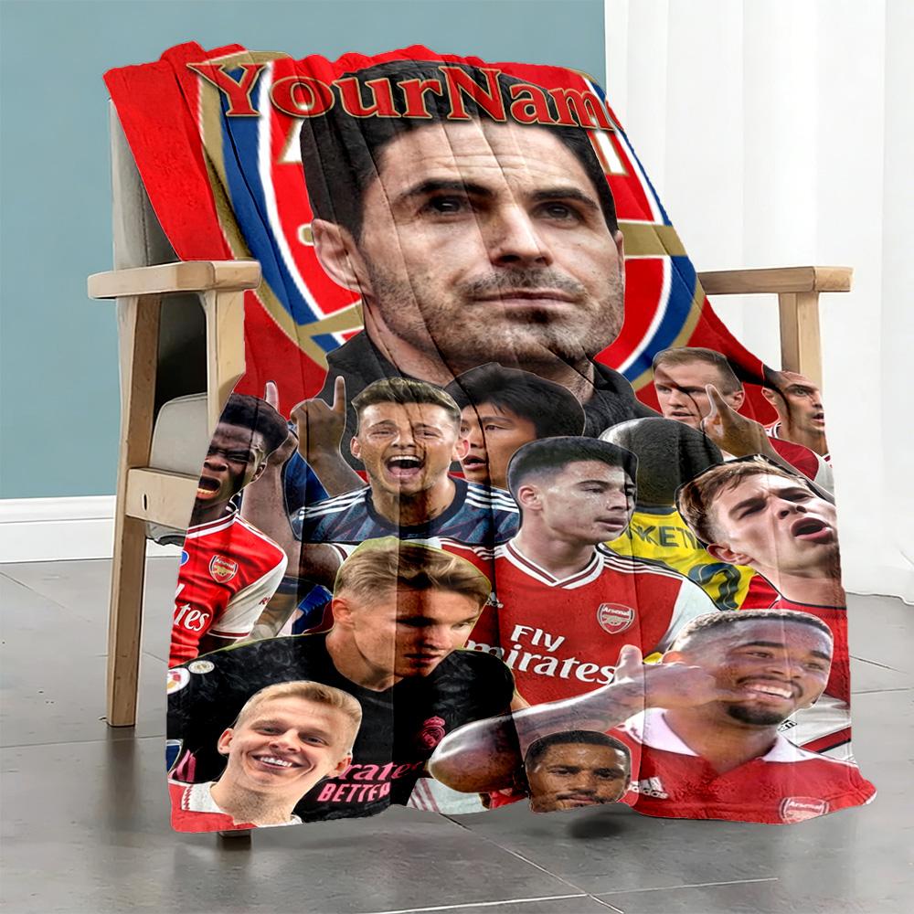 Arsenal Personalized Name Blanket Cozy Personalized Blanket Soft & Cozy for Livingroom Couch Office Chair Bed Ideal for All Seasons
