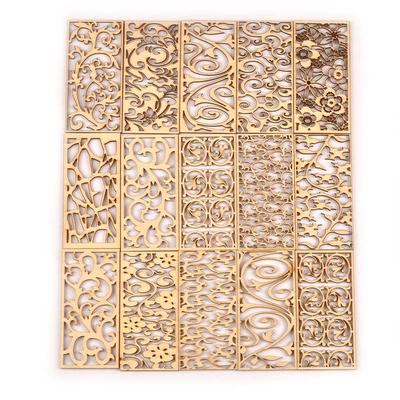 5 τμχ/σετ Κοίλη ορθογώνια χειροτεχνία από ξύλο για DIY Λεύκωμα Ξύλινες φέτες Διακοσμήσεις σπιτιού Χειροποίητα στολίδια