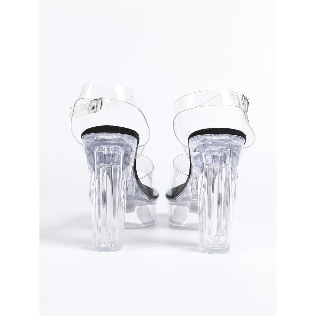 12cm Heel Women's Elegant Clear Crystal Heel Stiletto Sandals 2026 Summer Style, Open Toe Slip On Dress Shoes 34-43  LFD-19866-1