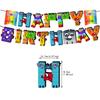 30Pcs Cartoon Number Blocks Theme Party Decoration Balloons Banner Cake Toppers