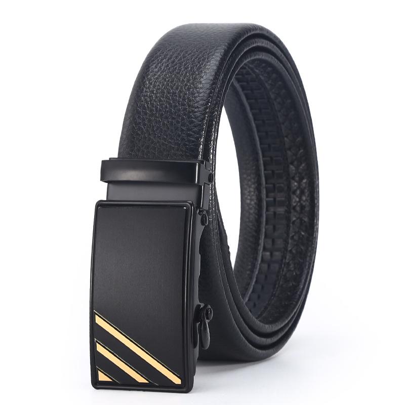 Belt Men'S Business Automatic Buckle Belt Scratch Resistant Lychee Pattern Belt Body Stall