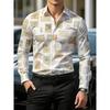 Men's Floral Printed Long Sleeved Lapel Shirt, European and American Nightclub Party Trend Casual Floral Shirt