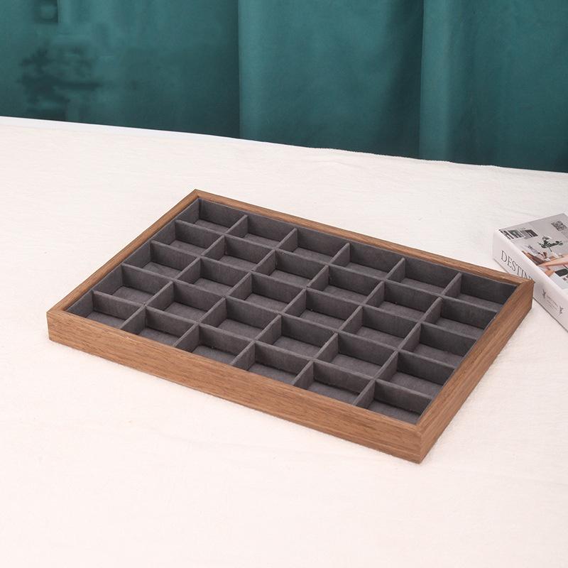 1 piece of walnut patterned jewelry display board earrings necklace ring bracelet 30 grid display board jewelry storage box home