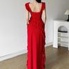 2026 European and American style eBay autumn and winter new sexy fashion backless suspender medium and long split dress