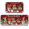 1/2Pcs Christmas Holiday Kitchen Floor Mat Home Decor Bedroom Balcony Long Carpet Festive Atmosphere Welcome Door Mat