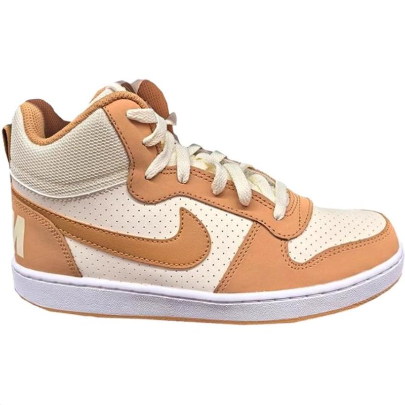 Nike Court Borough Slip Resistant Abrasion Resistant Mid Top Kids' Skateboarding Shoes Light Brown Sneakers HV1806-121