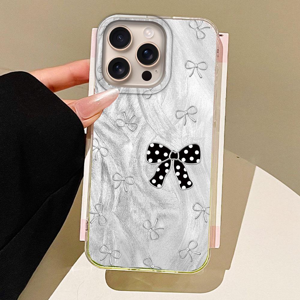 Green Love Heart Bow Feather Texture Phone Case for iphone 16 15 14 7 8 Plus 13 Pro Max X XS XR SE 2022 Silicone Shell TPU Cover