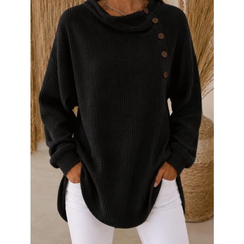 TIFICY Camicette e camicie con scollo a maniche lunghe con stampa tinta unita primavera autunno moda casual da donna