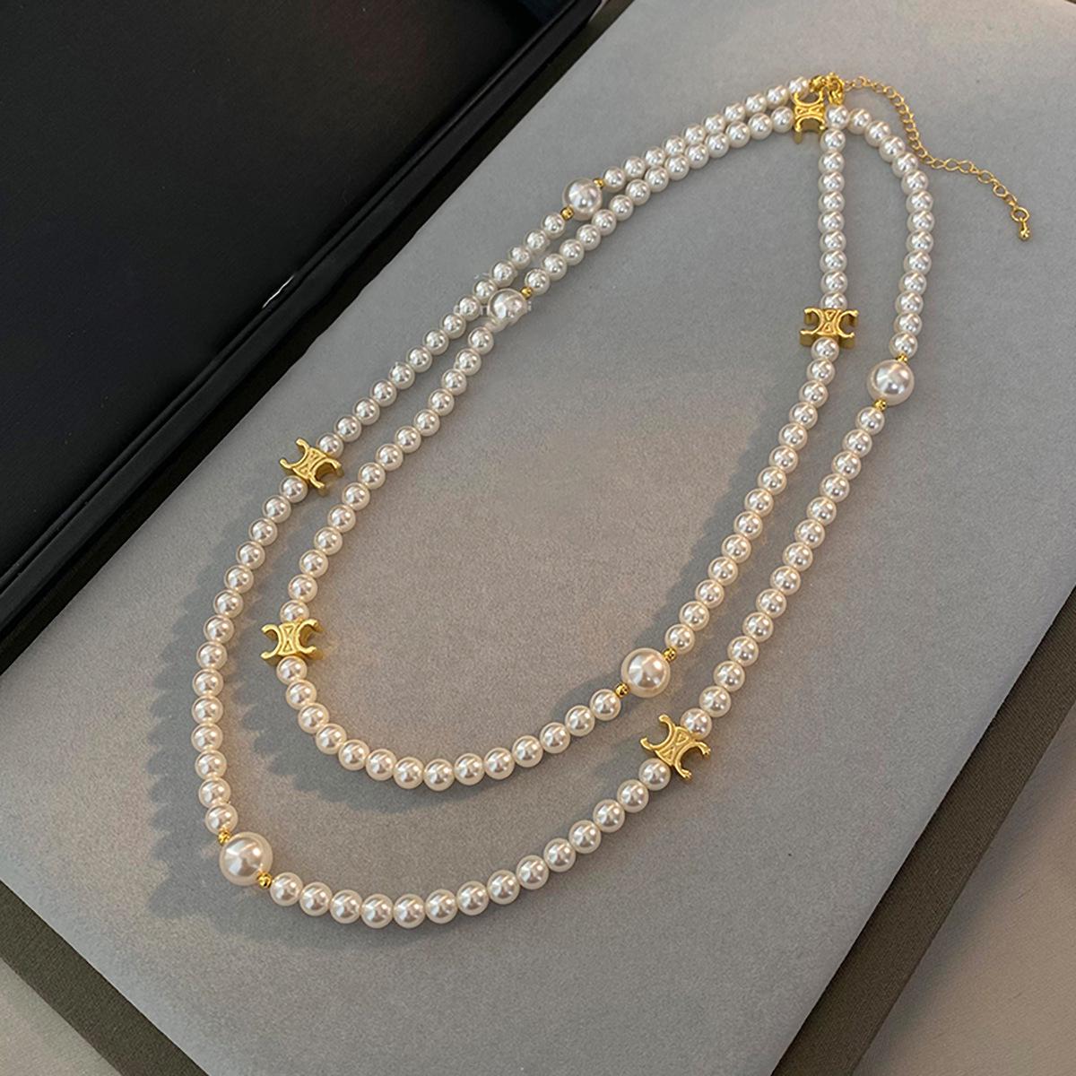 Французское ретро жемчужное регулируемое колье-подвеска