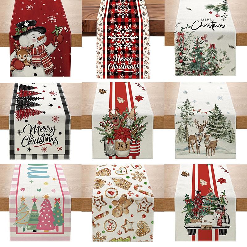 1PC Table Cover New Year 2026 Snowman 33*183cm Table Decor Merry Christmas Decoration Christmas Xmas Tree Table Runner