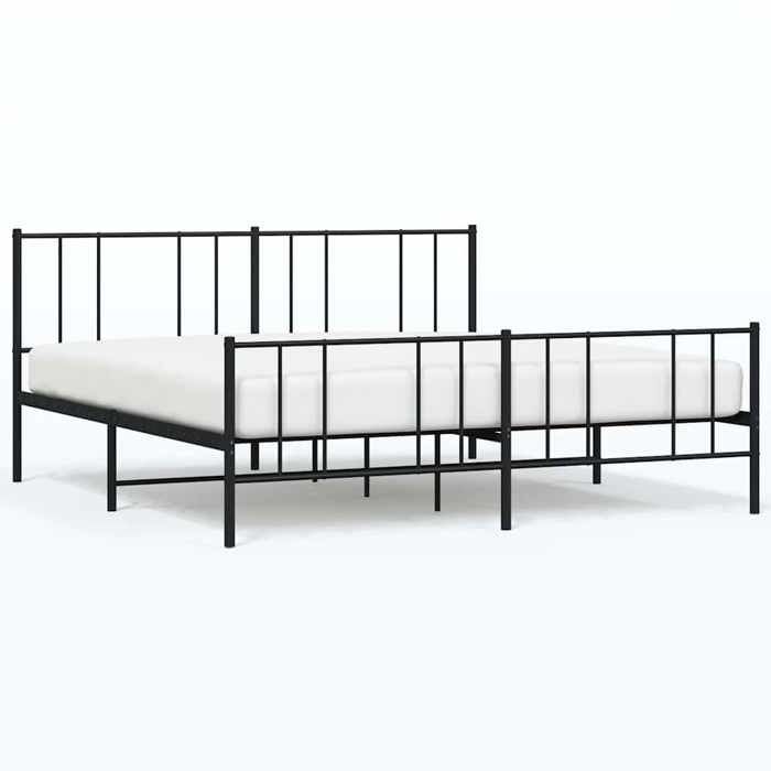 VidaXL Cadre de lit métal avec tête de lit-pied de lit noir 193x203 cm 352504