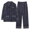 Coral fleece pajamas men's winter thickened fleece simple flannel warm can be worn outside autumn and winter loungewear suit