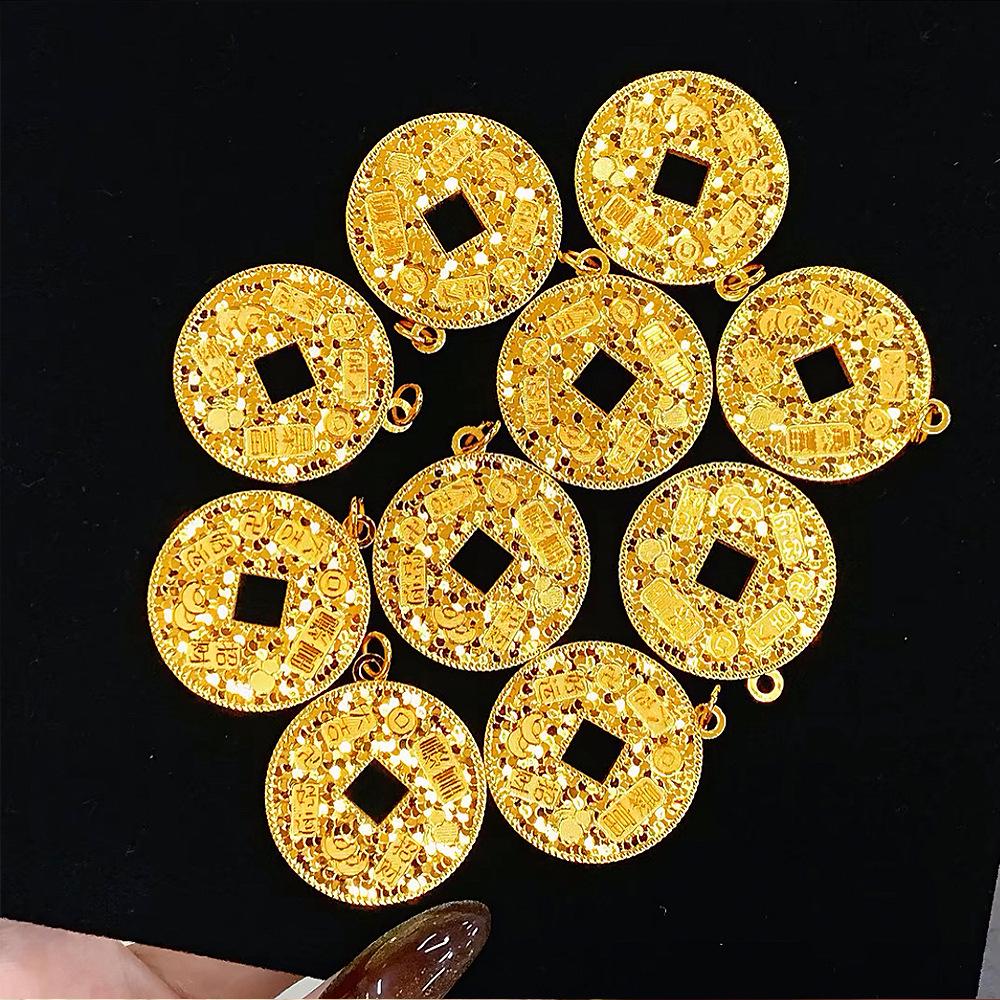 Gold-Plated Auspicious Coin & Peace Pendant Necklace