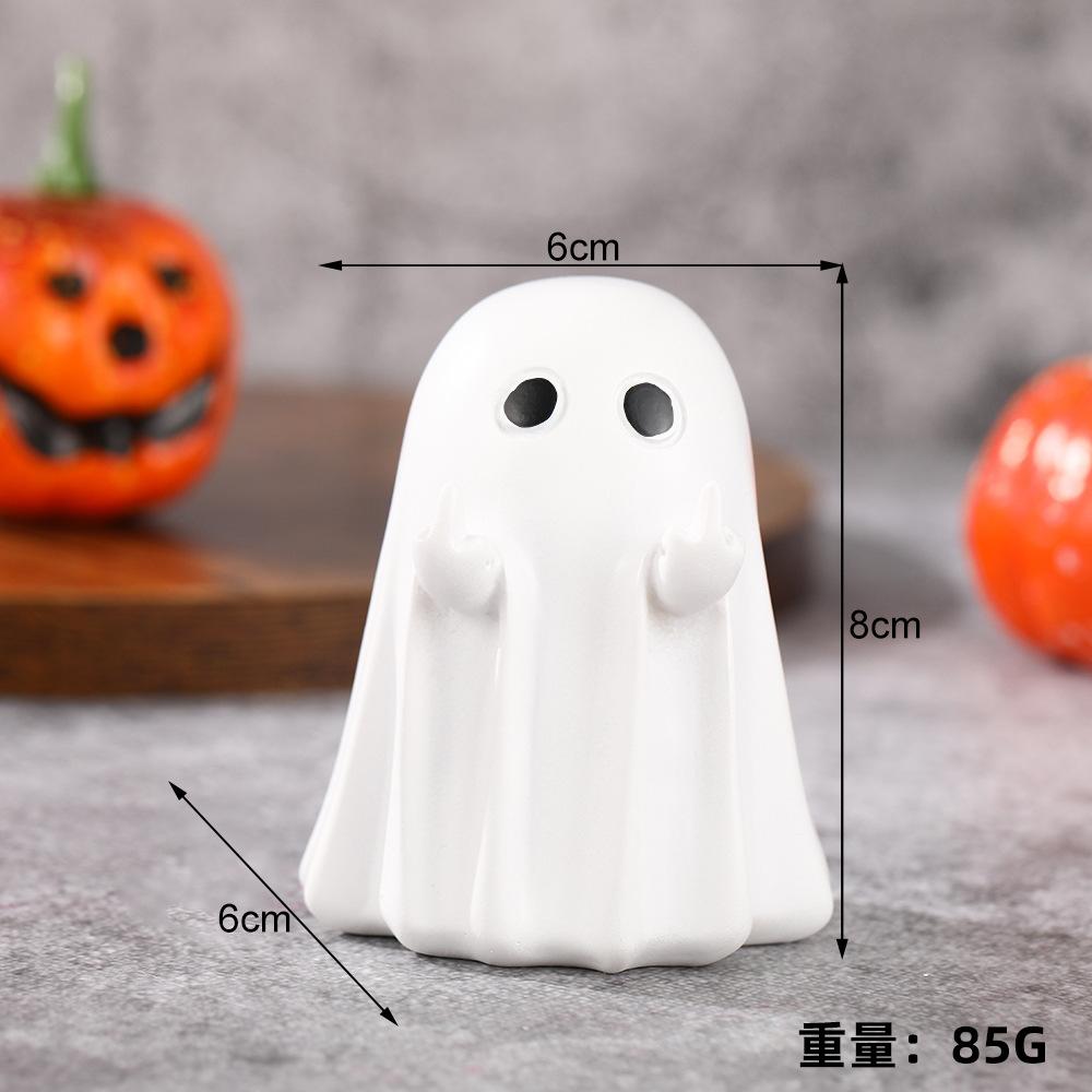 Halloween Funny Creative Gift for Girls - Small Ghoulish Pumpkin Resin Figurine for Tabletop Decoration