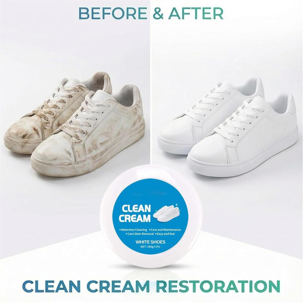 White Shoes Clean Cream 160g Solid Paste Multifunctional No Wash Sneaker Sole Cleaner Effective Dirt Stain Remover for Shoes