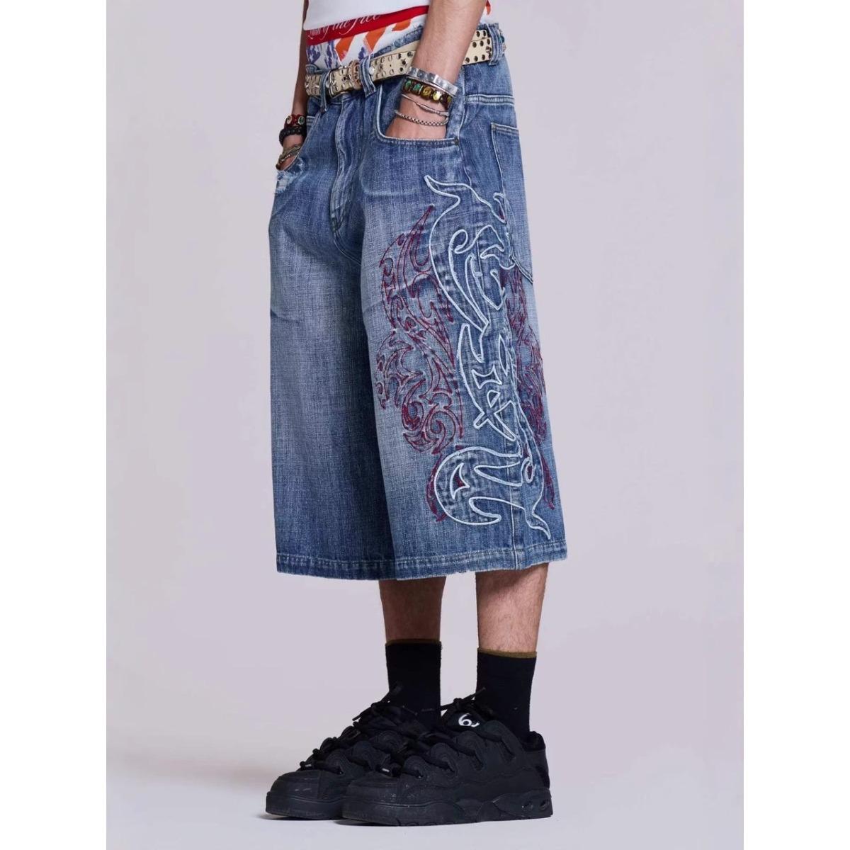 FlowStreet Vintage Burtu Apdrukas Jorts Sieviešu