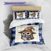 Juego de Ropa de Cama con Estampado de Dibujos Animados Colcha Funda de Colcha Funda de Almohada Decoración del Hogar Regalo de Cumpleaños (1 * funda nórdica + 2 * fundas de almohada, sin núcleo)