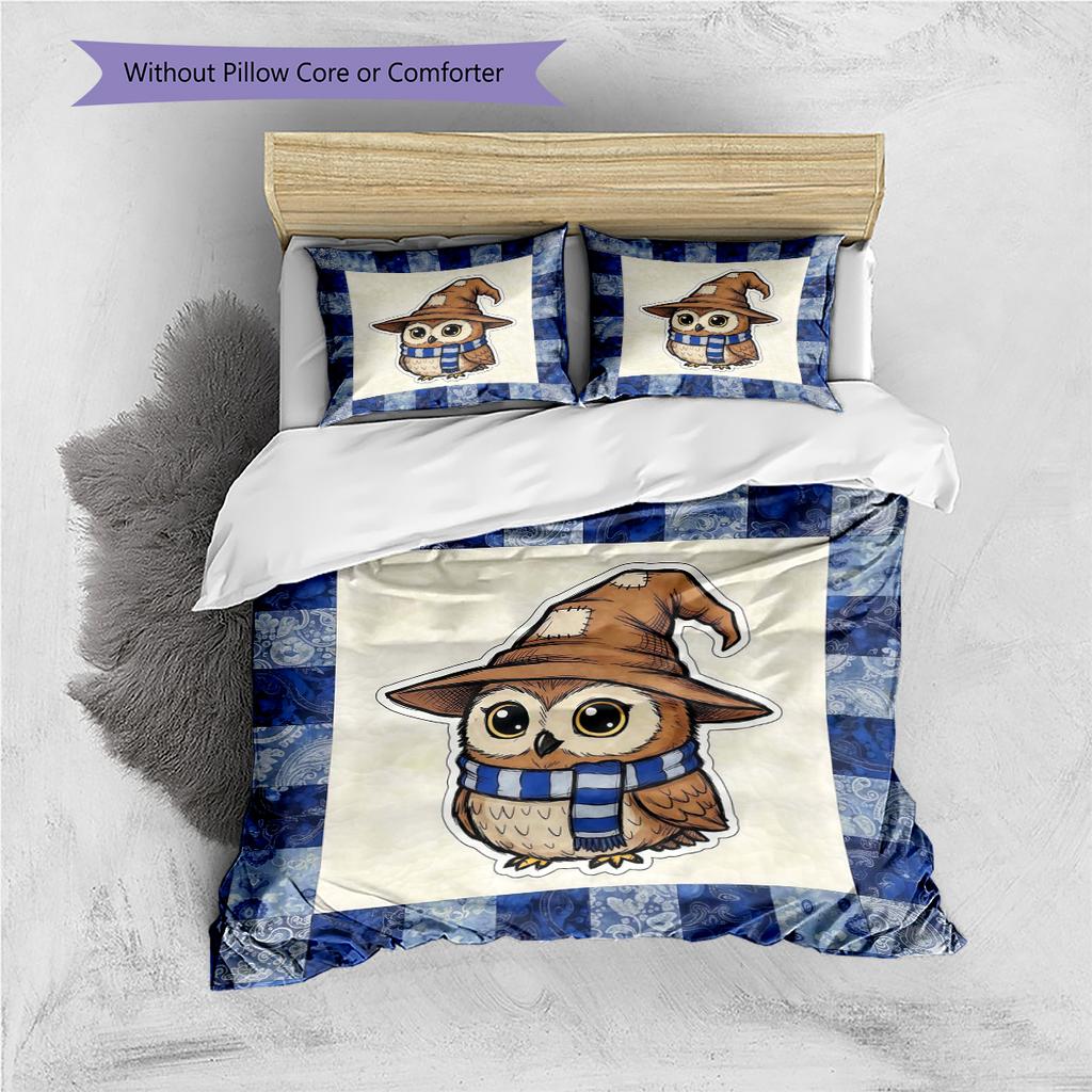 Juego de Ropa de Cama con Estampado de Dibujos Animados Colcha Funda de Colcha Funda de Almohada Decoración del Hogar Regalo de Cumpleaños (1 * funda nórdica + 2 * fundas de almohada, sin núcleo)
