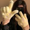 Polka Dot Five-Finger Gloves Touchscreen Warm Gloves Sweet Knitted Gloves  Riding