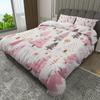 3Pcs Pink Christmas Tree & Candy Snowflake Duvet Cover Set - Soft Comfortable Polyester Bedding With Zipper Closure