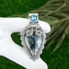 Sterling Silver Solar Moss Agate Stone Blue Topaz Sister Anniversary New Pendant