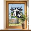 Handcrafted Black White Cow Suncatcher Stained Glass Style Window Hanging Panel 2D Acrylic Cow Ornament for Farmhouse Window Wall Decor Gift for