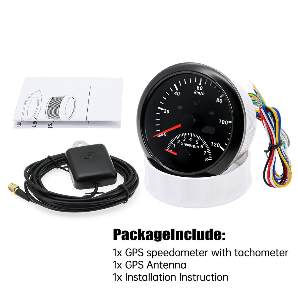 85mm Digital GPS Speedometer Tachometer With Red Backlight For Car Truck Marine Boat Speed Meter Gauge With Turn Signal 12V 24V