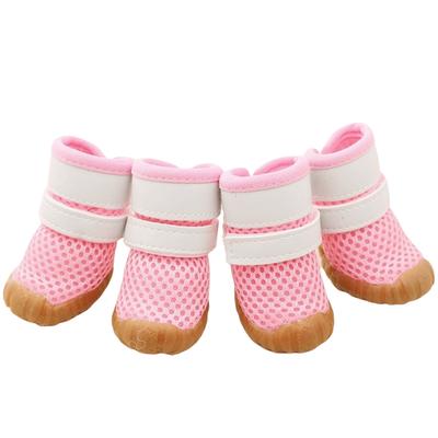 Breathable Dog Mesh Shoes Rubber Sole Adjustable Anti-Slip Dog Boots Hollow Out Wear-resistant Dog Footwear Training