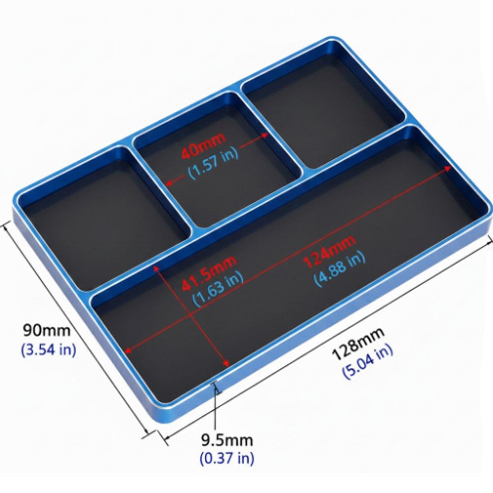 With Magnetic Pad Magnetic Screw Holder 4 Grids Screw Parts Tray  For RC Vehicle Model