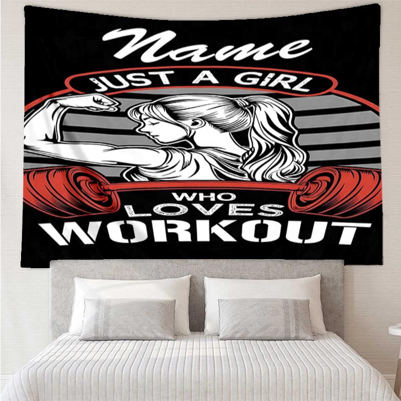 Custom Name weightlifting Print Tapestry, Backdrop, Easy Setup, Ideal for Bedroom, Office & Living Room, with Aesthetic Wall Hanging Decor.