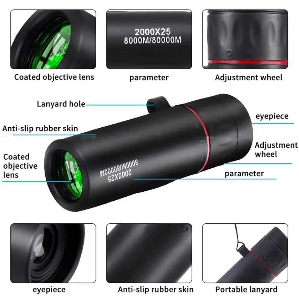 1111x11 HD Monocular Telescope Mini Portable with Phone Holder for Travel Camping Hiking Bird Watching Stargazing