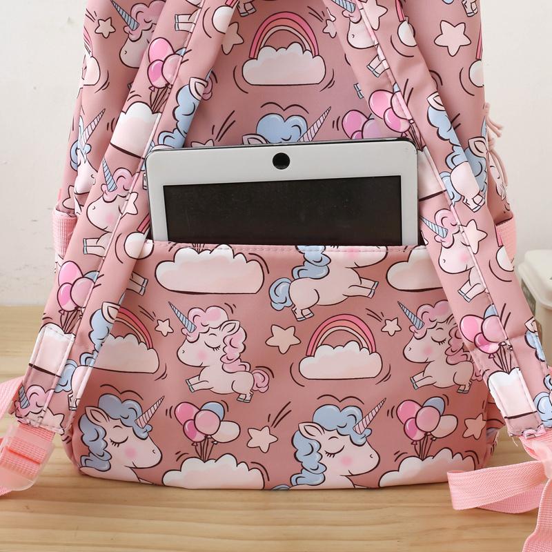 Cartoon Three-Piece Backpack Set Student Printed Schoolbag Women's Large Capacity Lightweight Backpack