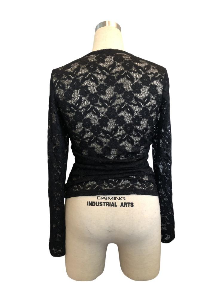 Women's Lace Floral Square Neck Ruffled Design Long-sleeved T-shirt Tops Women Versatile Closet Essential Fashion Items Shirt