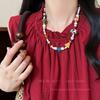 Color Dopamine Beaded Necklace Women's 2025 Summer Sweet Collarbone Chain Vintage Necklace Accessories