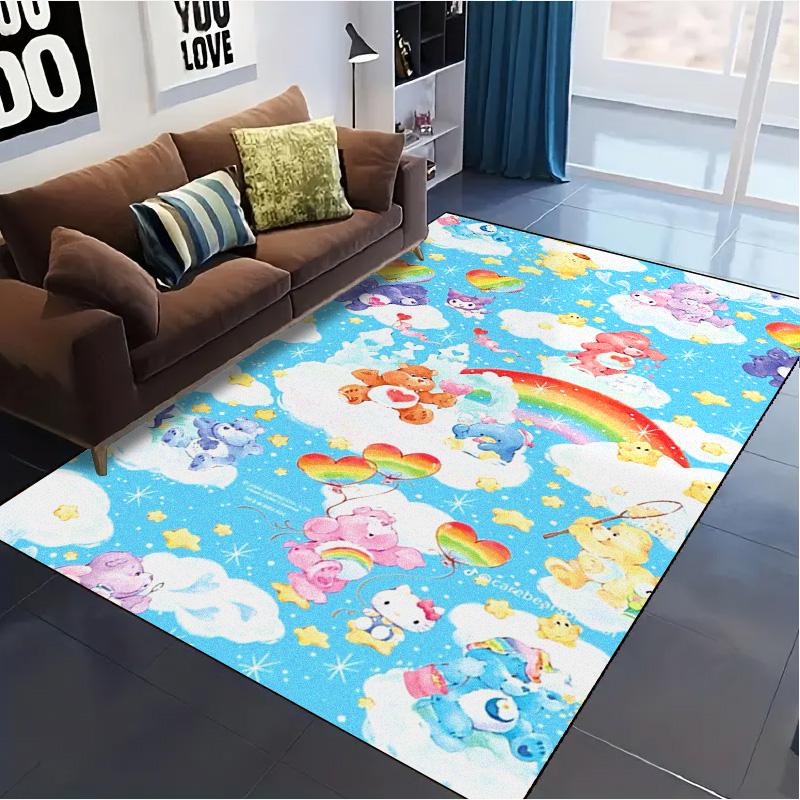 Cartoon Care Bear Carpet Rug for Living Room Bedroom Home Sofa Decoration,Kids play Non-slip Floor Mat