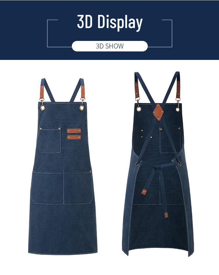 Custom Logo Denim Apron for Coffee Shops & Nail Salons - Thick Canvas Workwear