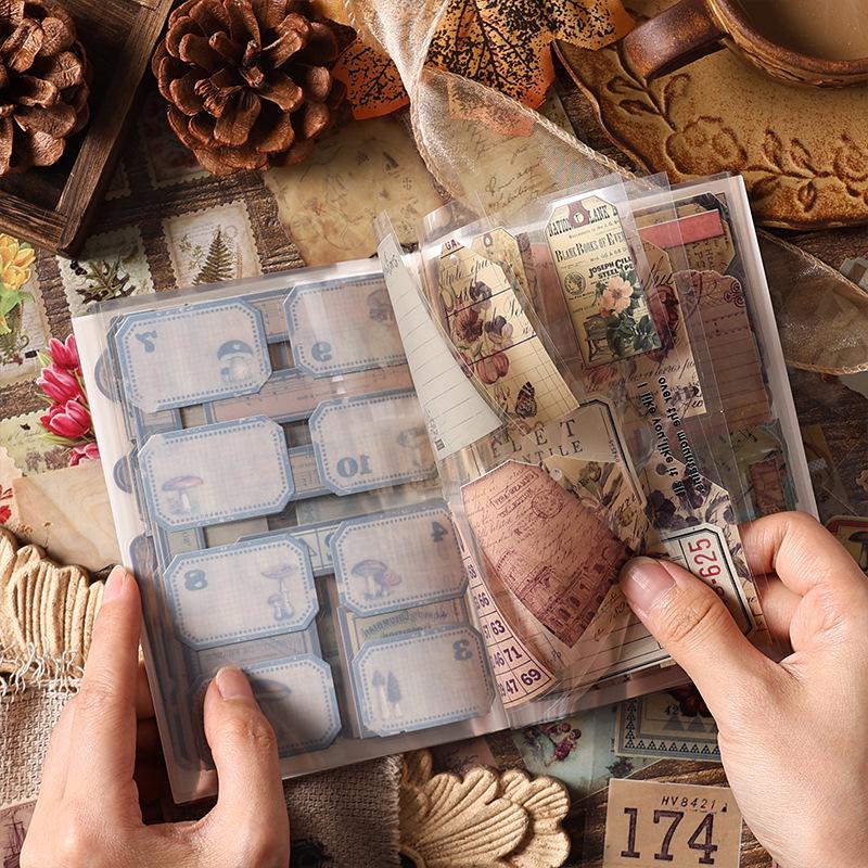 Yuezhen Waterproof PET Film Sticker Book: Creative Wood-Themed Journal Stickers