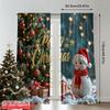2pcs 2D Flat Printing Merry Christmas Popular Party Window Curtains Merry Christmas Decorations Santa Snowman Polyester Without