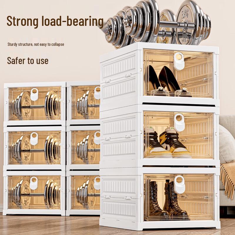 WEZHO Foldable 3-Tier Shoe Cabinet with Transparent Doors