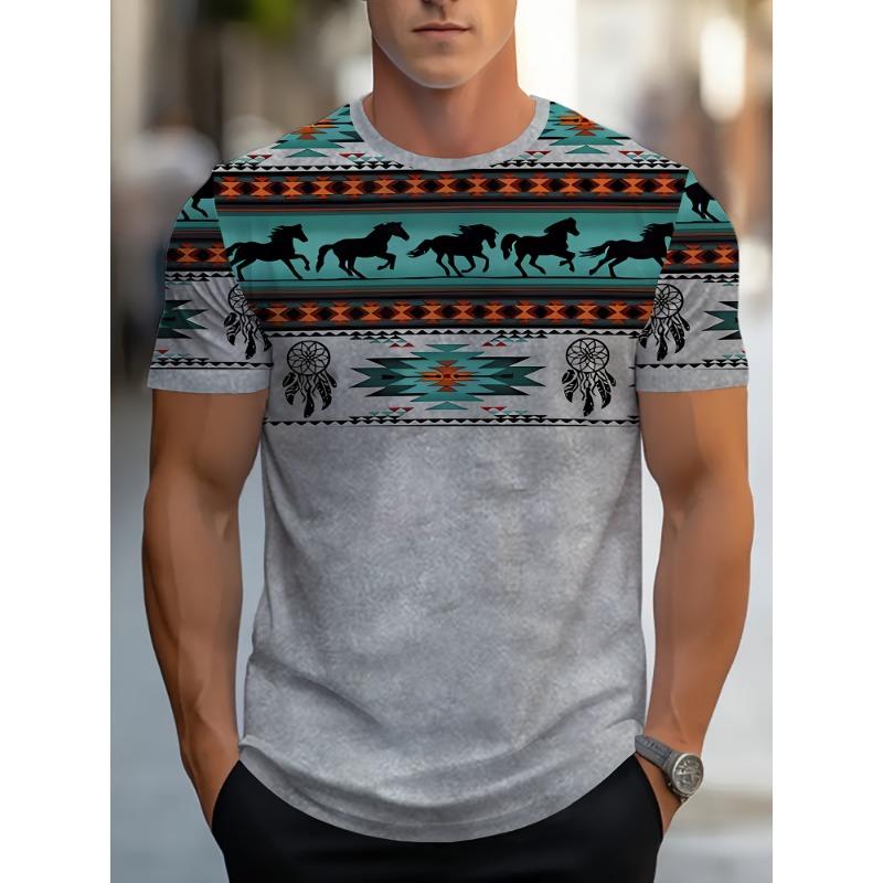 Men's T-Shirts Plus Size Ethnic Style Pattern Graphic Print T-Shirt Summer Short Sleeve Tshirt Oversized Casual T Shirts for Men