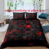 Bettdecke Schwarz-Rot kariert Digitaldruck - Polyester - Schlafzimmerdekoration - 1 Bett + 2 Kissen (Kein Kissenkern)