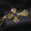 Collana con Ciondolo a Croce Borchiato di Diamanti Stile Gotico Y2K in Acciaio Inossidabile, Catena Lunga e Grande Colorata Personalizzata Vintage per Maglione da Uomo