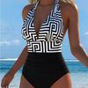 1011 Women's One-piece Swimsuit Neck Strap Halter Sling Design Beach Swimsuit