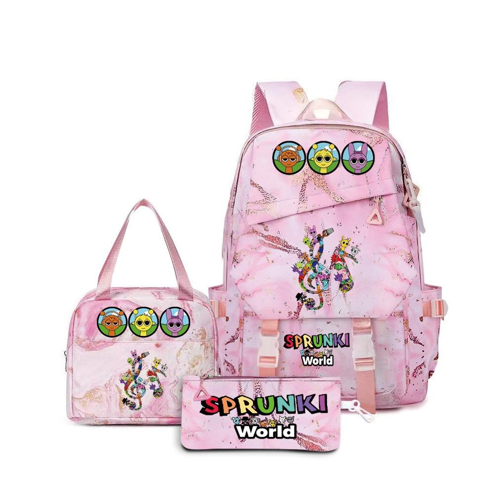 Popular Rhythm Box Sprunki Music Game School Bag Backpack Pencil Bag Three-piece Student Backpack D