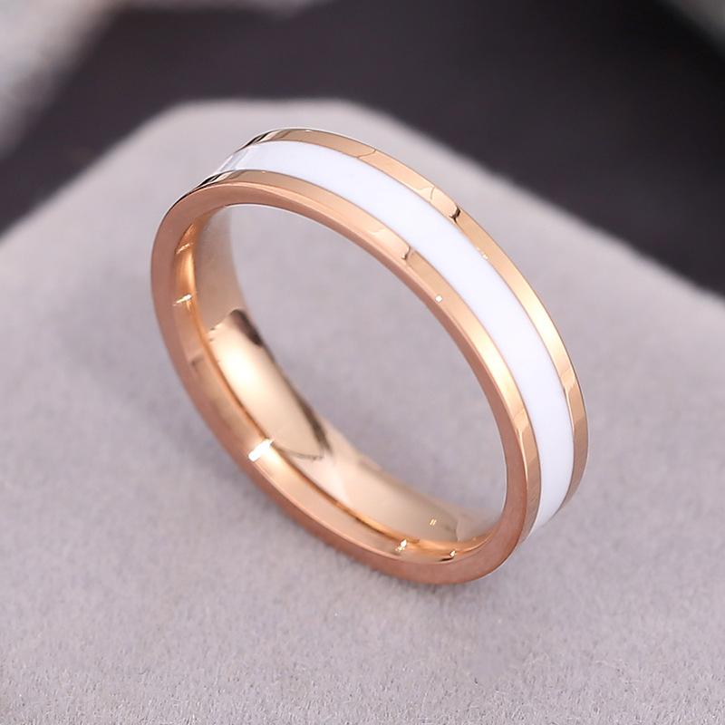 Bague en Acier Titane 18k Hypoallergénique Durable Acier Inoxydable Bande Fine Bijou Unisexe